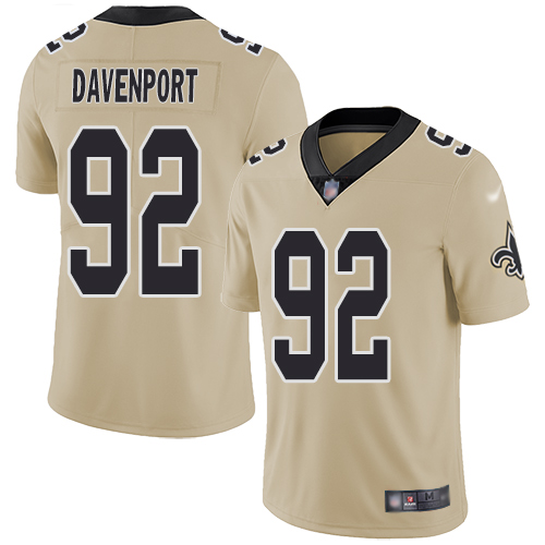 Men New Orleans Saints Limited Gold Marcus Davenport Jersey NFL Football 92 Inverted Legend Jersey